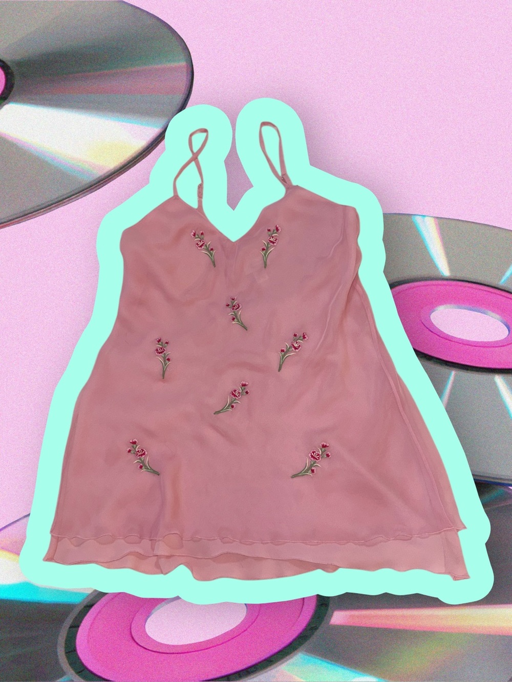 Victoria’s Secret Gold Label Pink Floral-Embroidered Satin Slip Dress